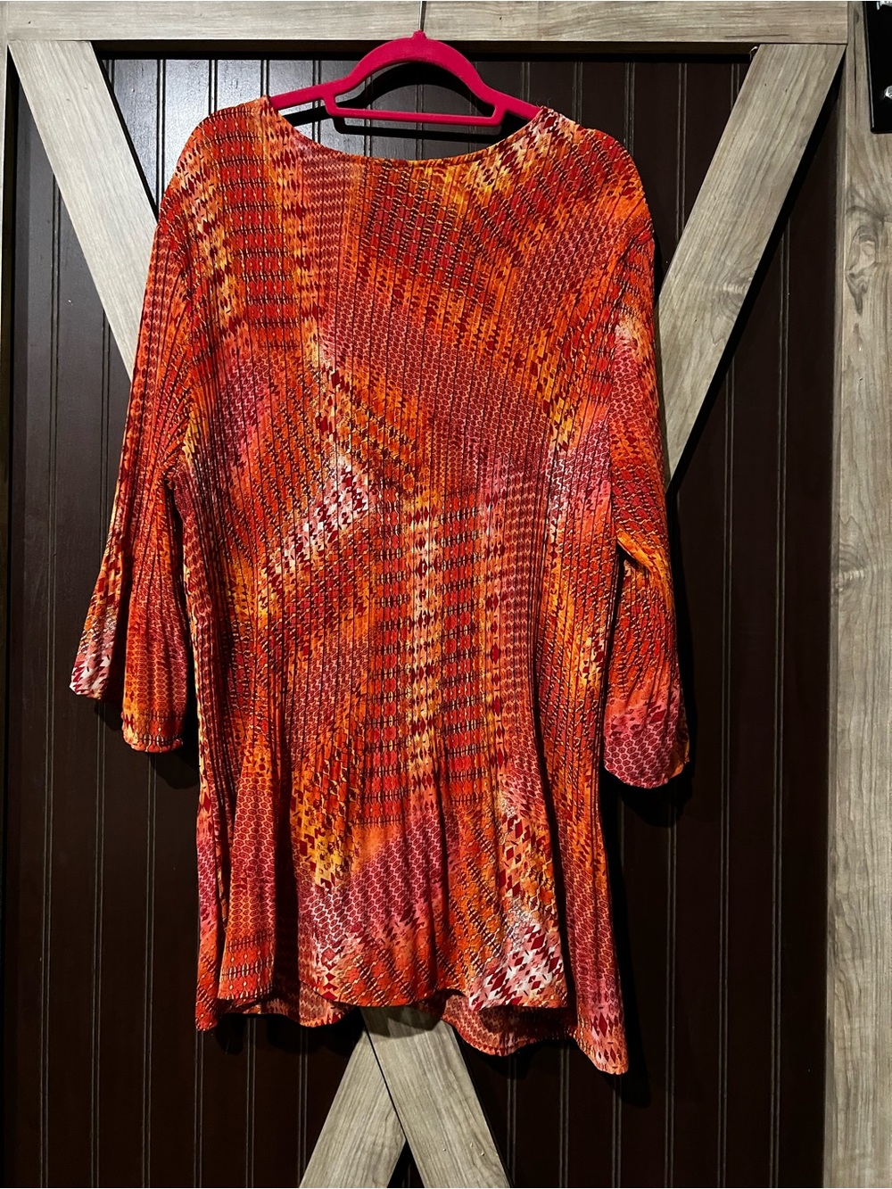 Catherines Red-Orange Printed Sequin-Trim Tunic - Picture 5 of 6